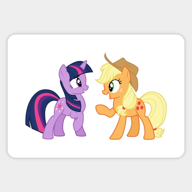 Scrunched nose Twilight and Applejack Sticker by CloudyGlow